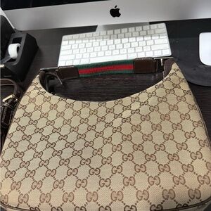 Gucci Beige and Brown GG Shoulder Bag